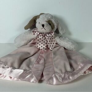 Bearington Baby Collection Puppy Dog Pink Satin Girl Security Blanket Toy Lovey